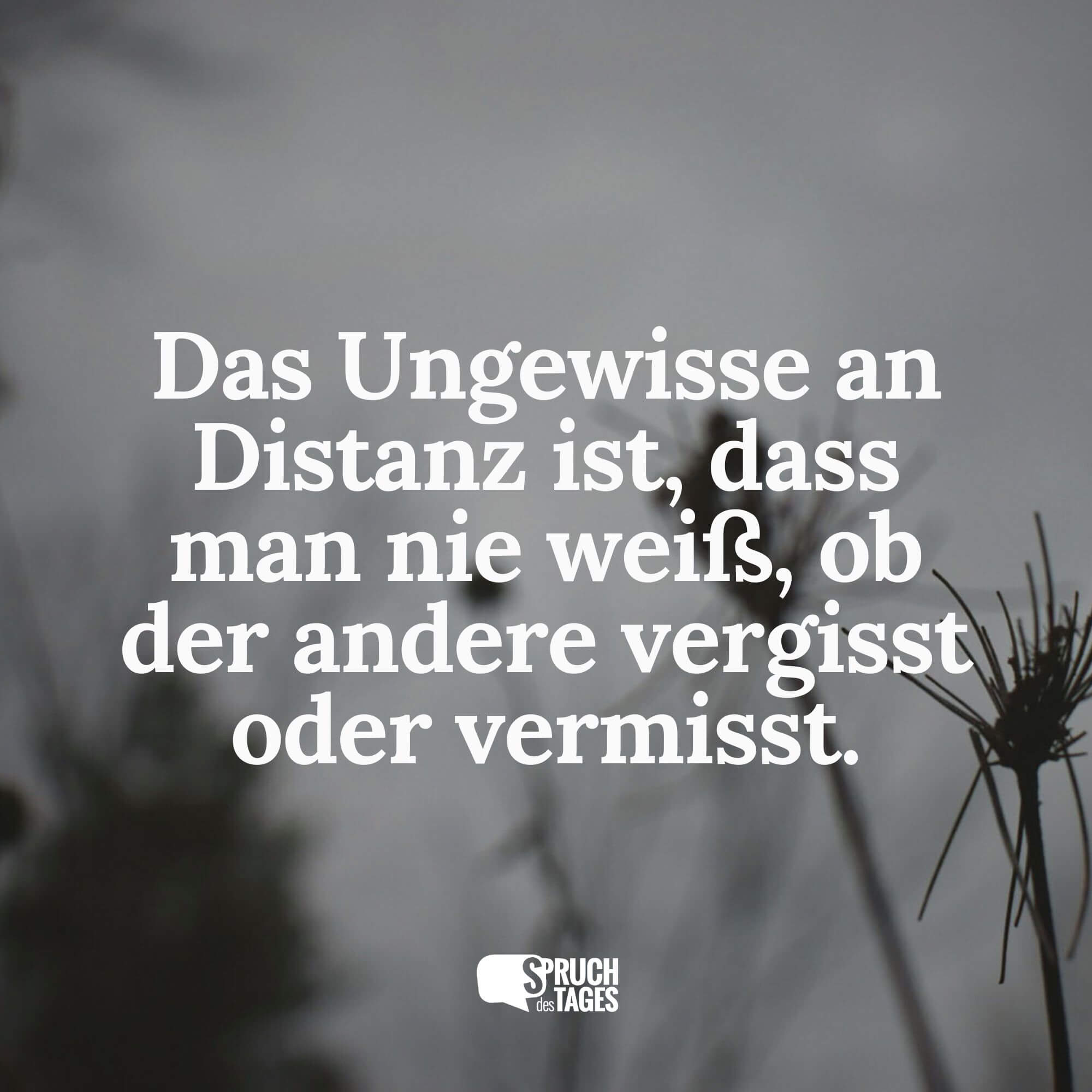 Das Ungewisse an Distanz ist, dass man nie weiß, ob der andere vergisst oder vermisst.